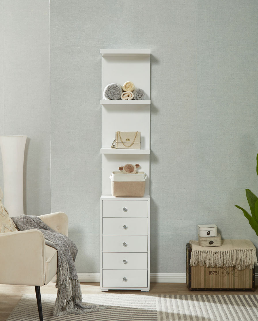 Five - drawer & Three - shelf Black Storage Unit: Sleek and Practical [5 Drawer Shelf]
