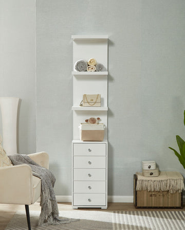 Five - drawer & Three - shelf Black Storage Unit: Sleek and Practical [5 Drawer Shelf]
